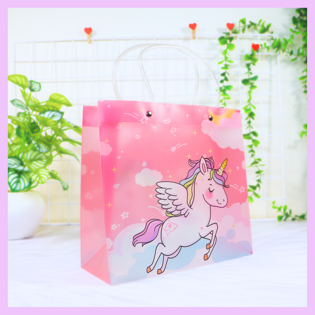 Colourful unicorn PVC gift bag for gifts