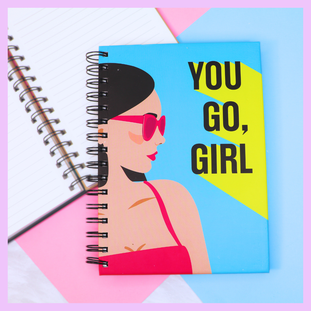 You Go Girl A5 spiral diary back cover design