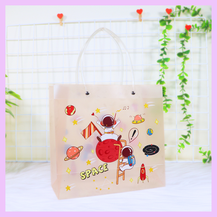 Orange space themed PVC gift bag