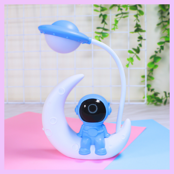 Blue astronaut LED desk lamp for bedroom and study