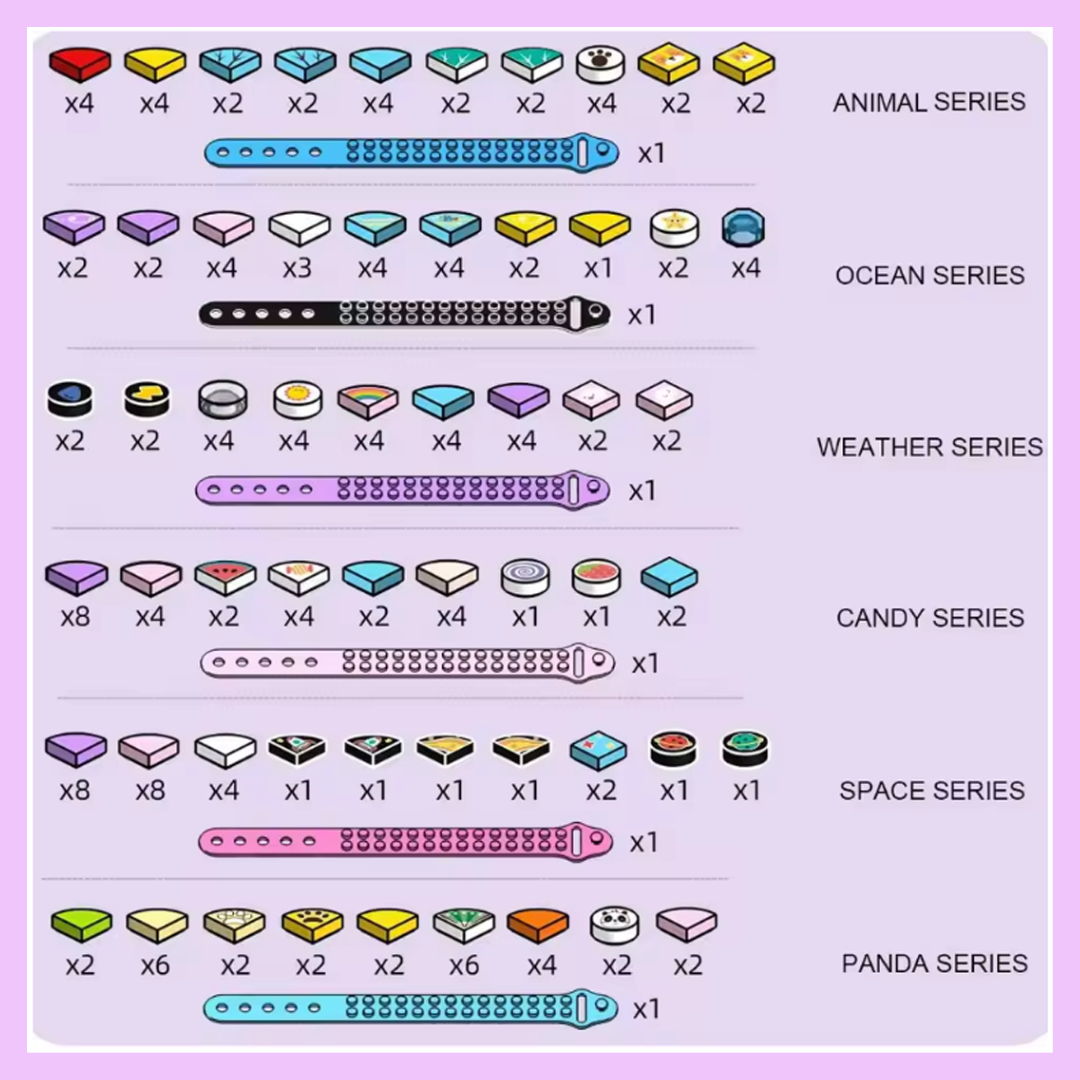 Assorted colourful building block bands
