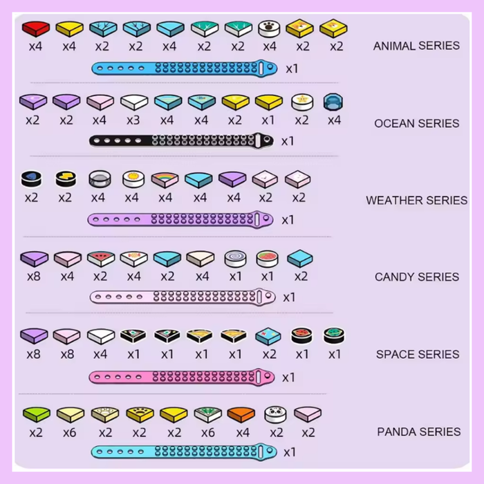 Assorted colourful building block bands