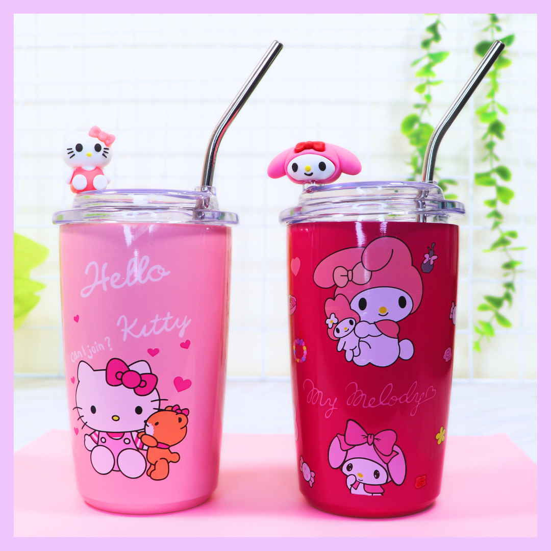 Sanrio 550ml stainless steel straw cup design 2 - main view