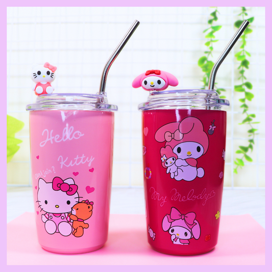 Sanrio theme 550Ml stainless steel cup/cofee mug with Straw Design 2