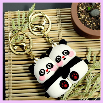 Cute Panda Hug  Magnetic Couple Keychain