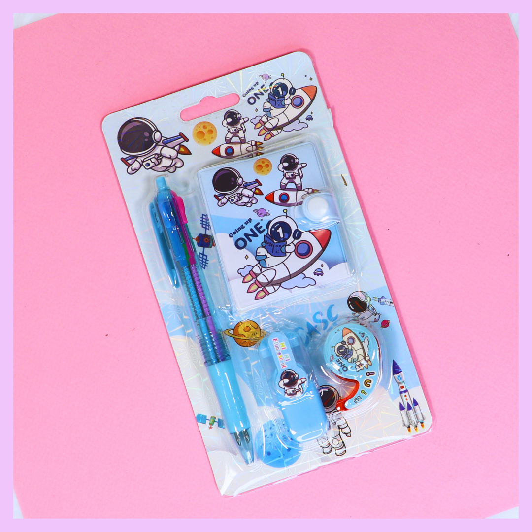 Light blue space themed gift set