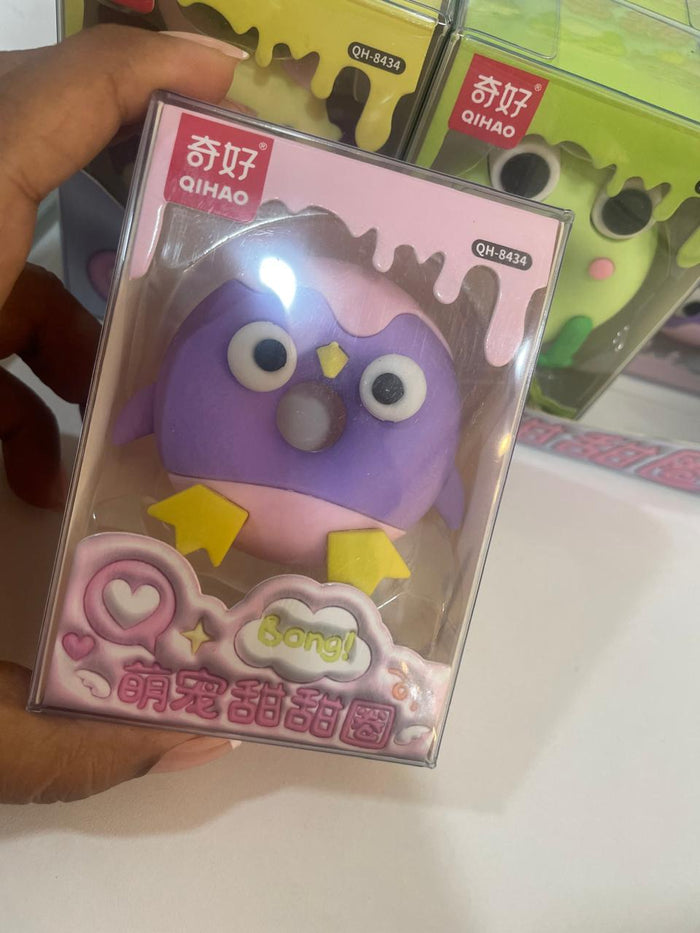 Bird-themed donut eraser