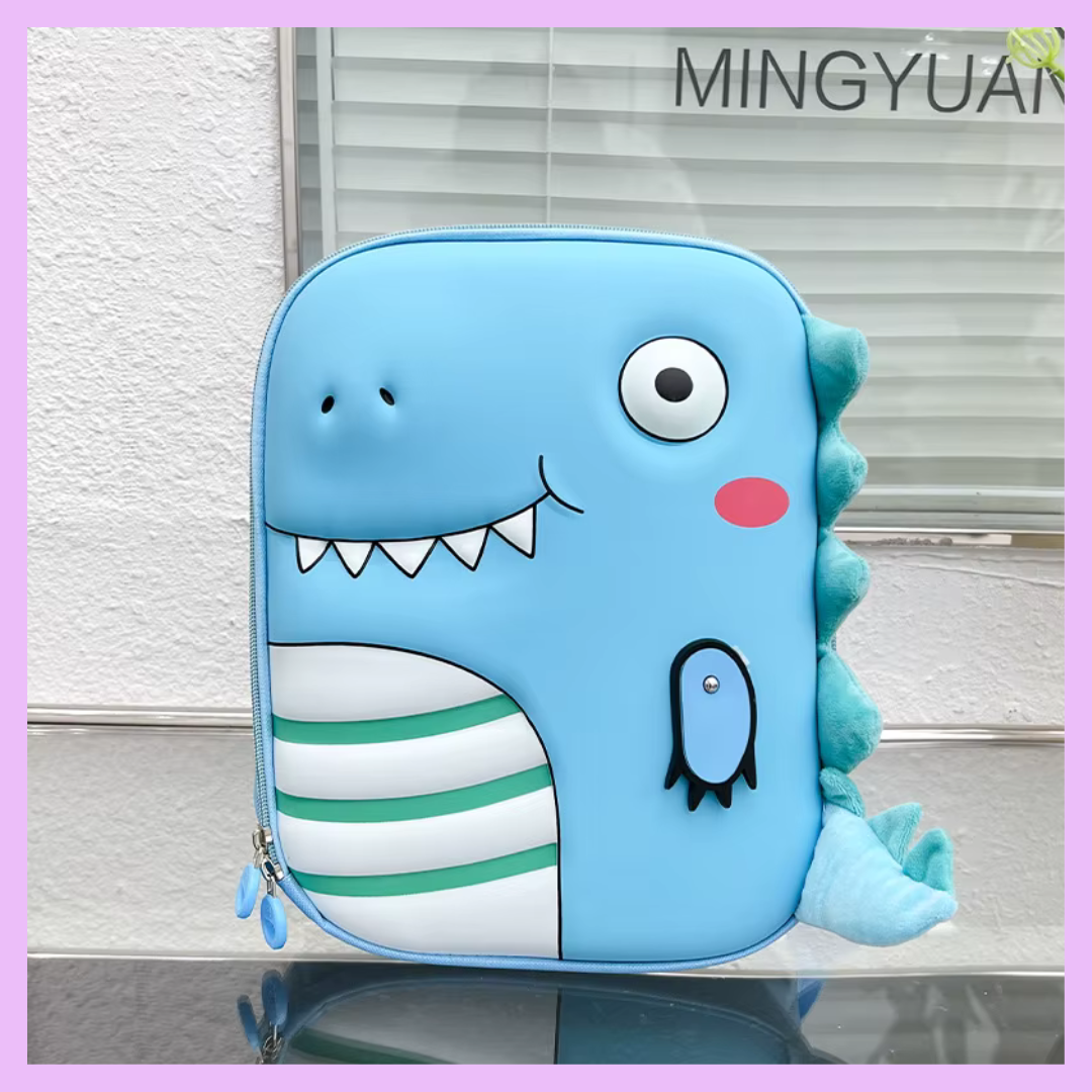 Light blue dinosaur teeth hard shell bag