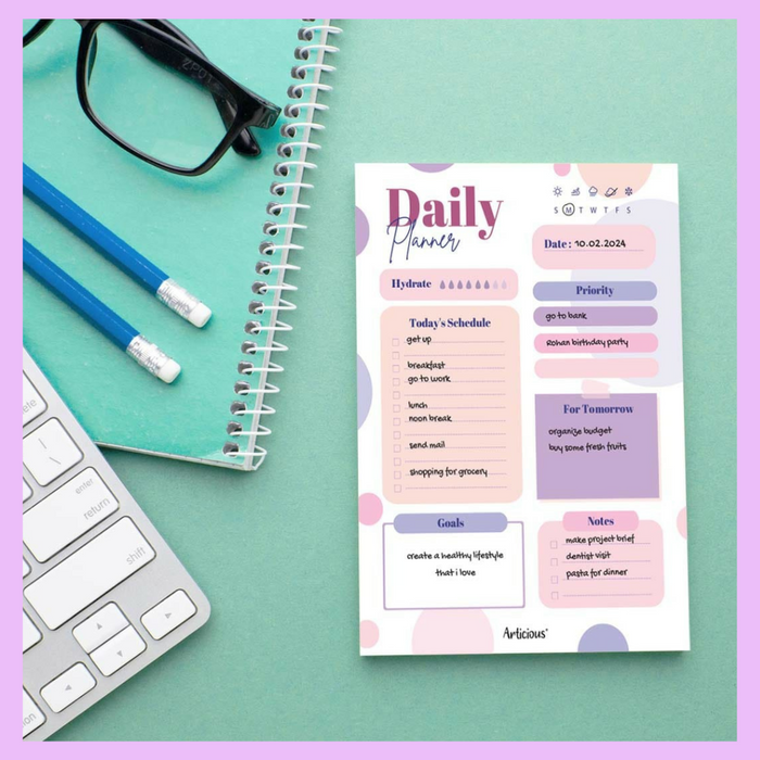 Daily planner cover design for organising daily tasks