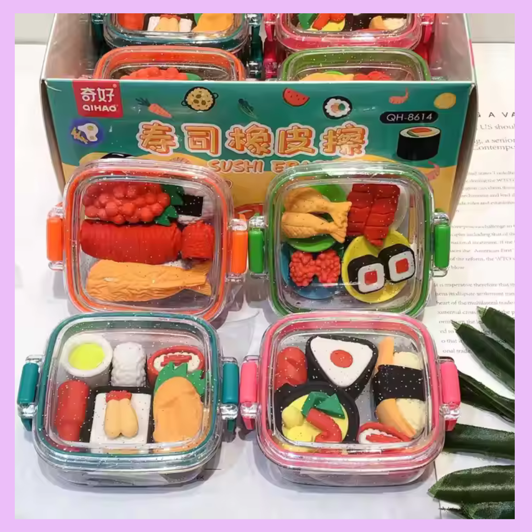 Sushi tiffin eraser alternate design