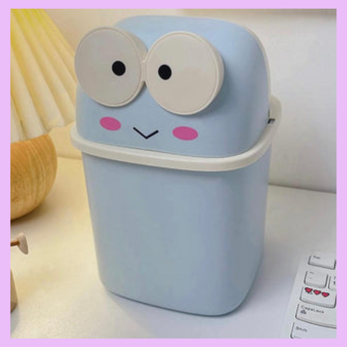Blue mini desk dustbin for desktop organisation