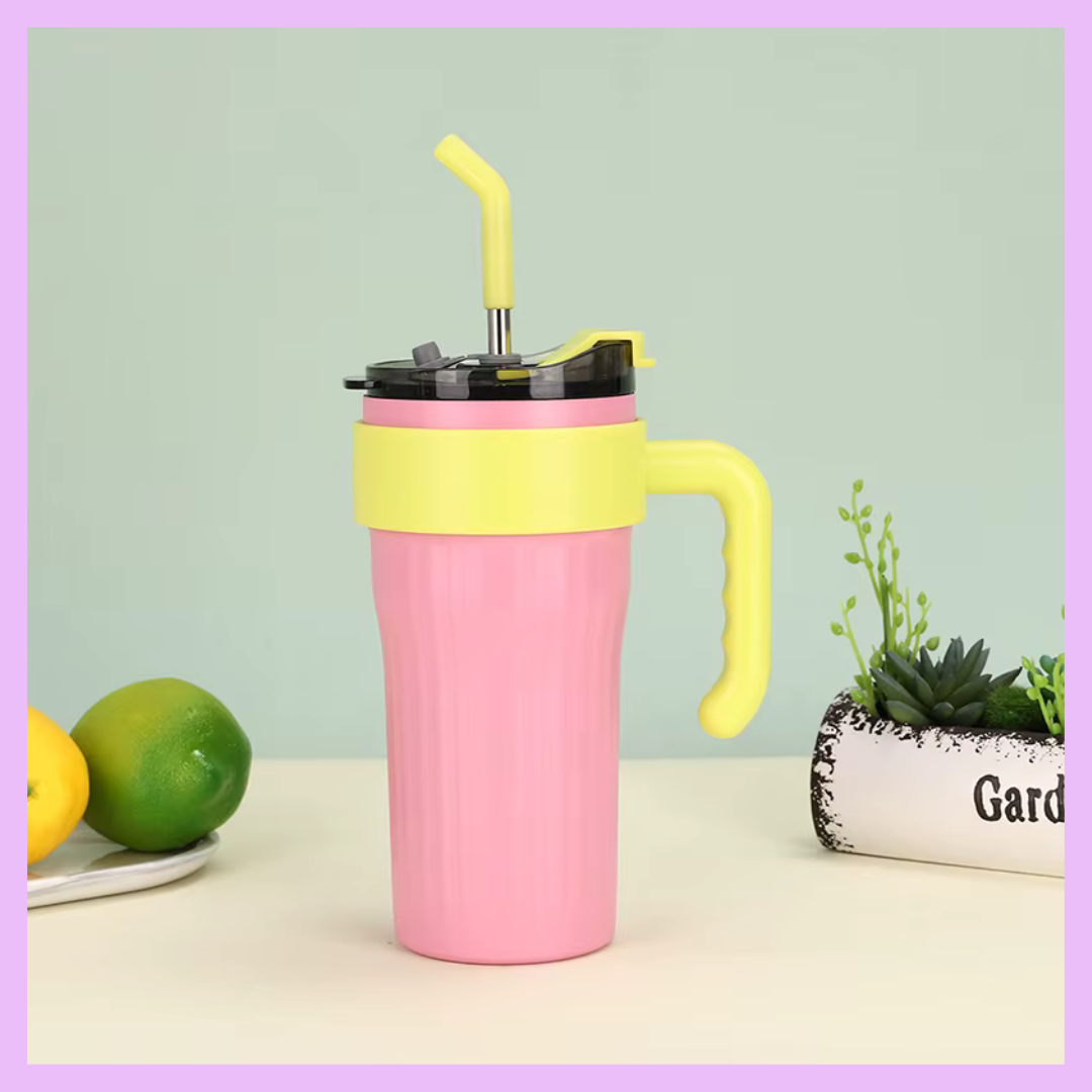 Pink 800 ml stainless steel sipper