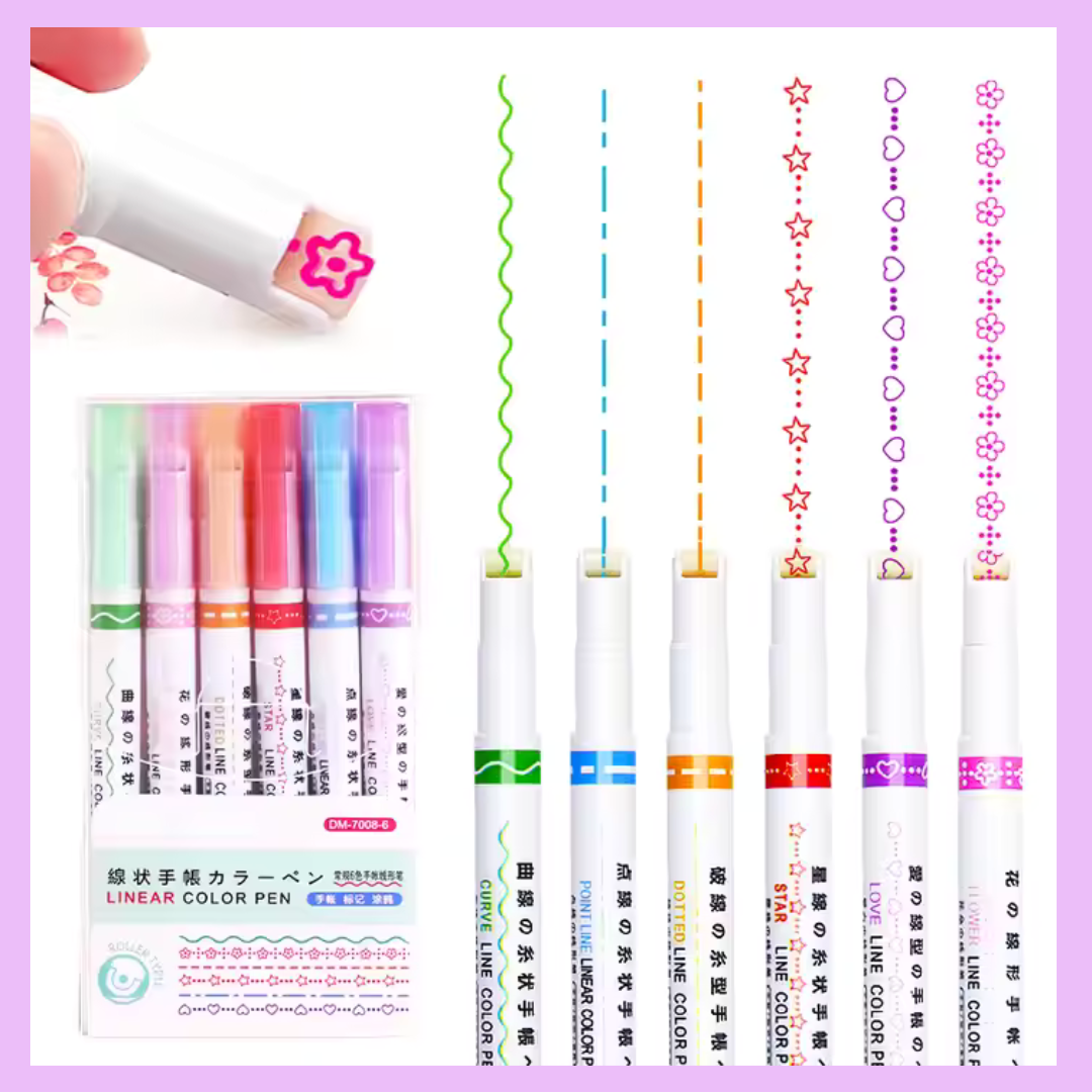 Six-piece linear pen stationery set for school and office