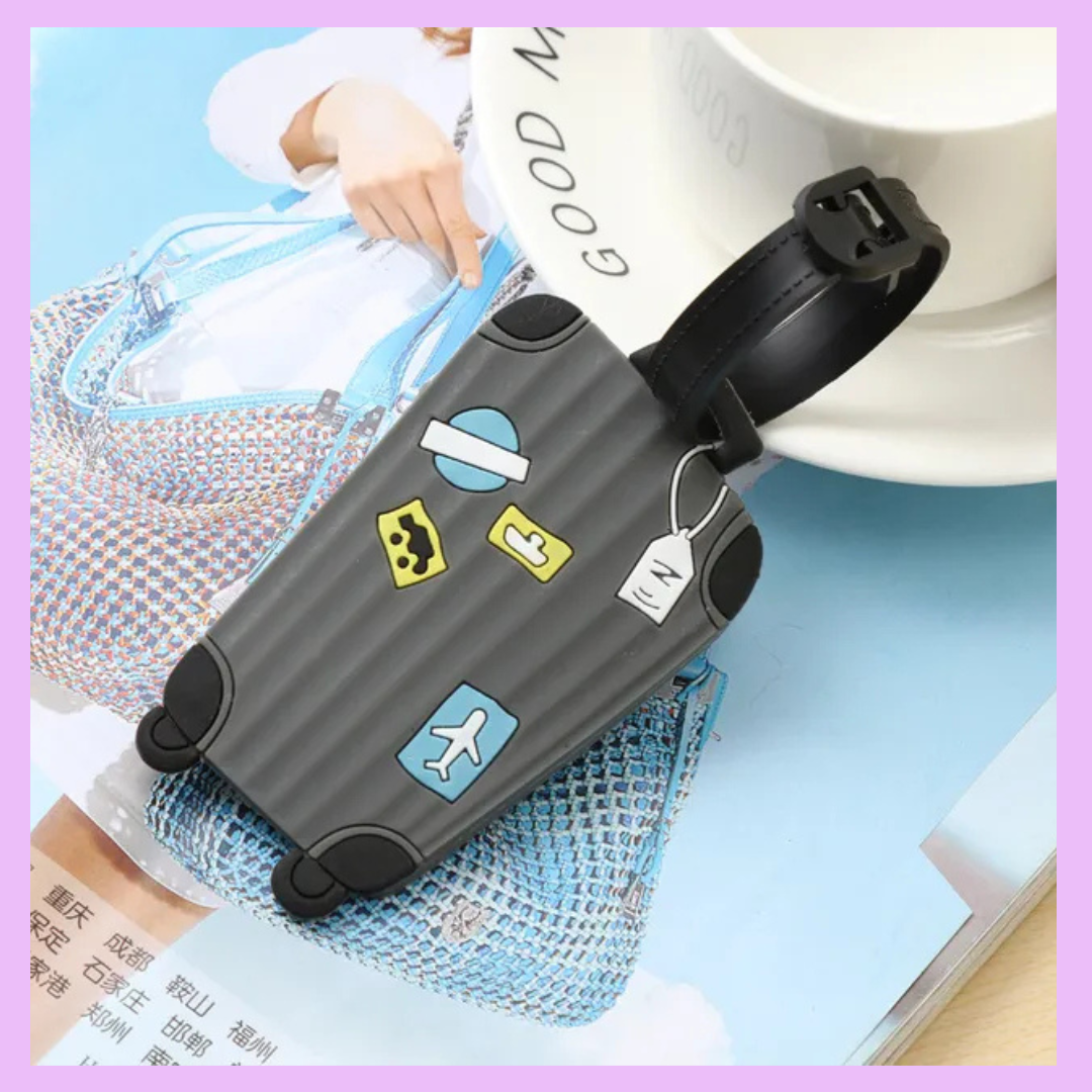 Black suitcase luggage tag
