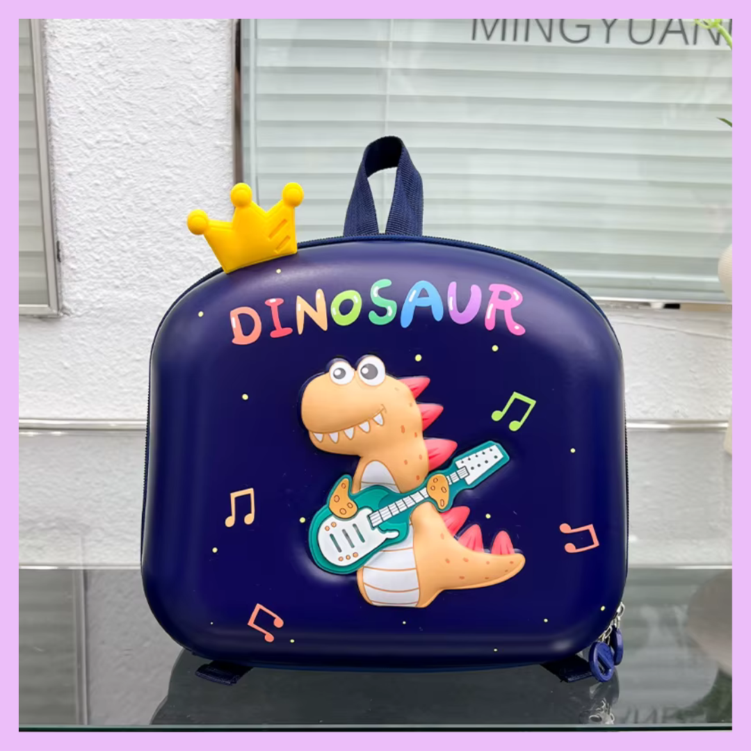 Navy dinosaur LED hard shell bag