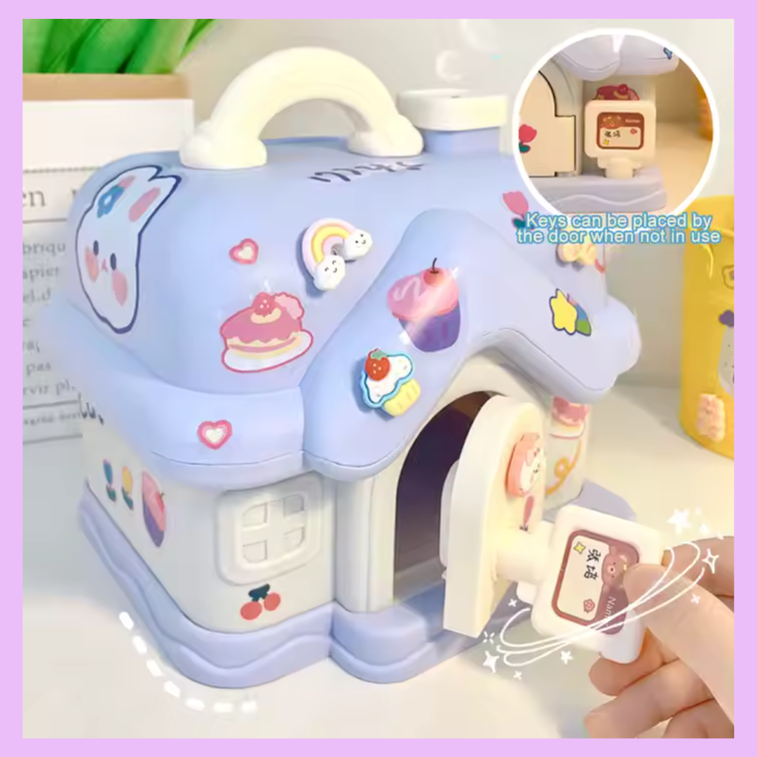 Hut shaped piggy bank in pink