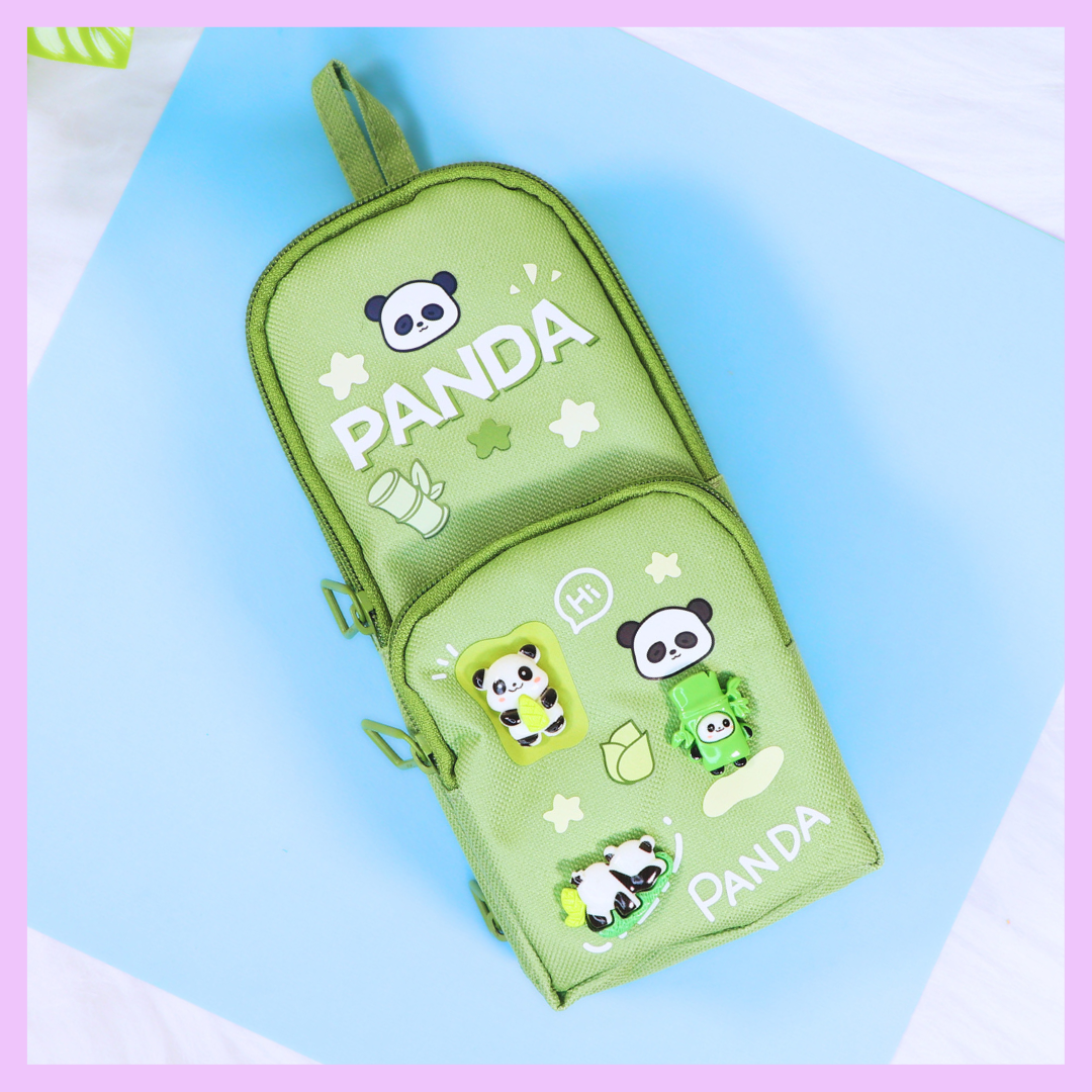 Green panda pencil pouch