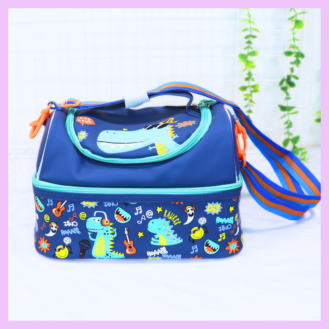 Dinosaur two-section thermal insulated kids lunch bag