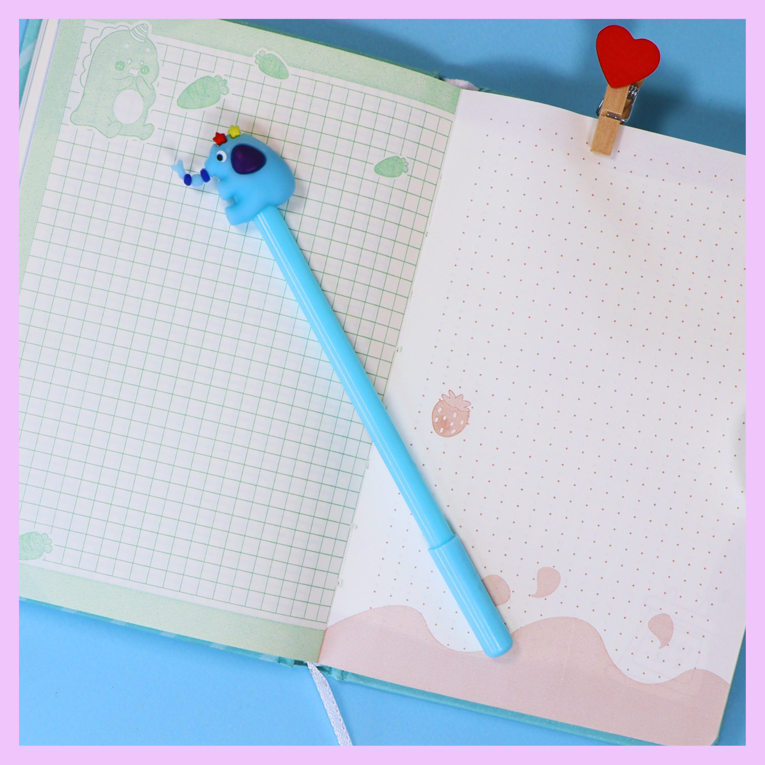 Elephant gel pen in light blue