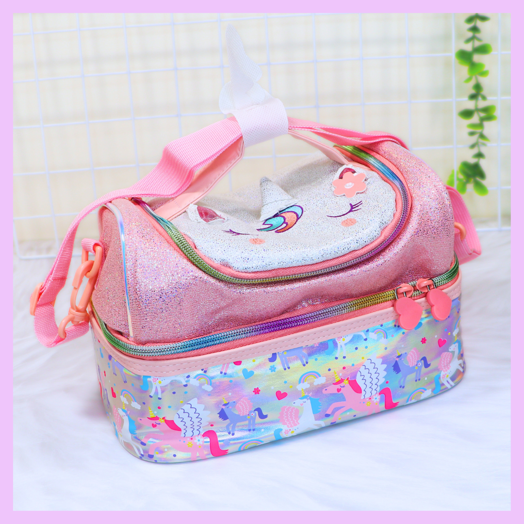 Unicorn two-section thermal insulated kids lunch bag