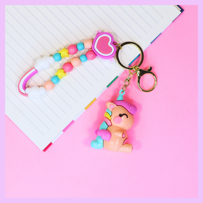 Pink unicorn keychain