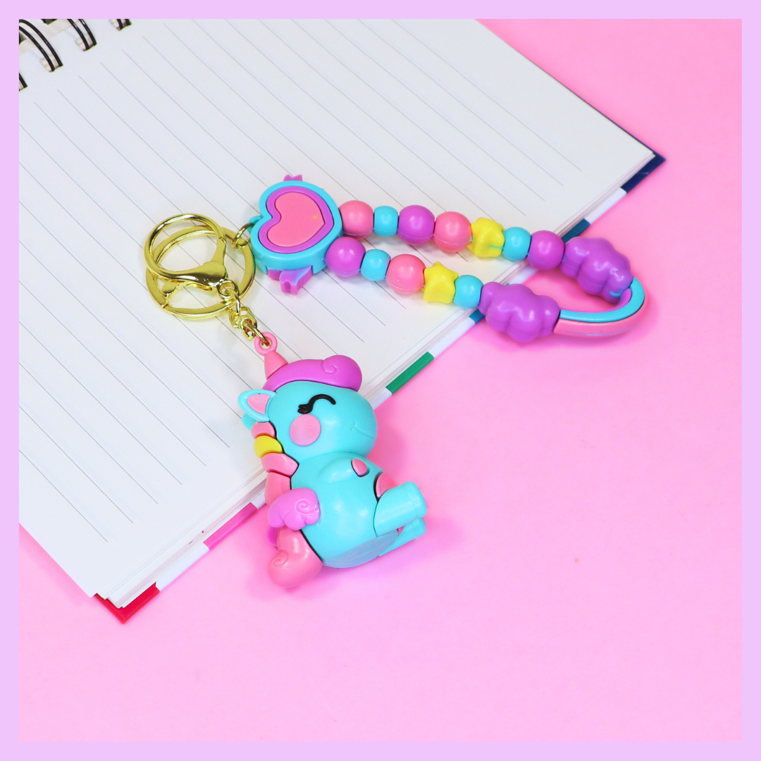 Greenish blue unicorn keychain