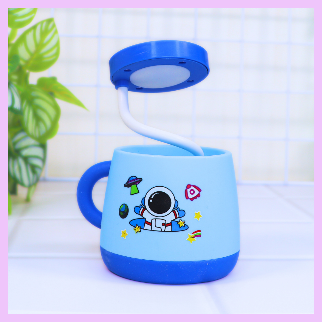 Blue space themed cup lamp