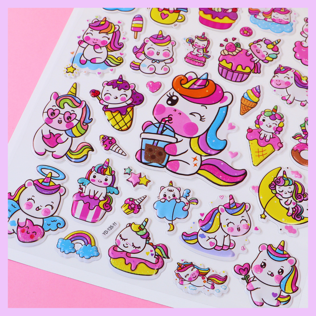 Colourful unicorn decorative stickers