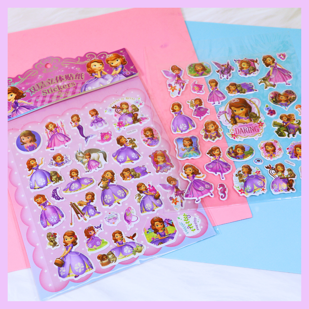 Princess stickers two sheet set for kids