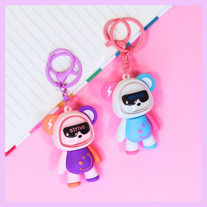Teddy bear keychain with light