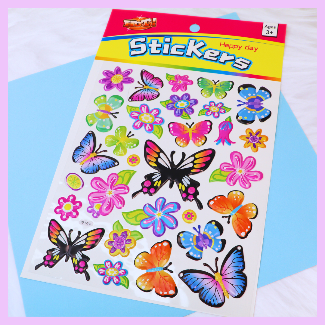 Flowers and butterflies decorative stickers