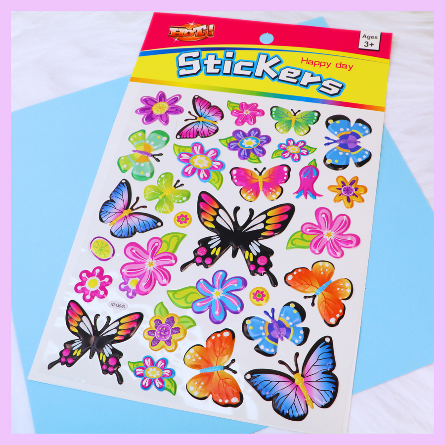 Flowers and butterflies decorative stickers