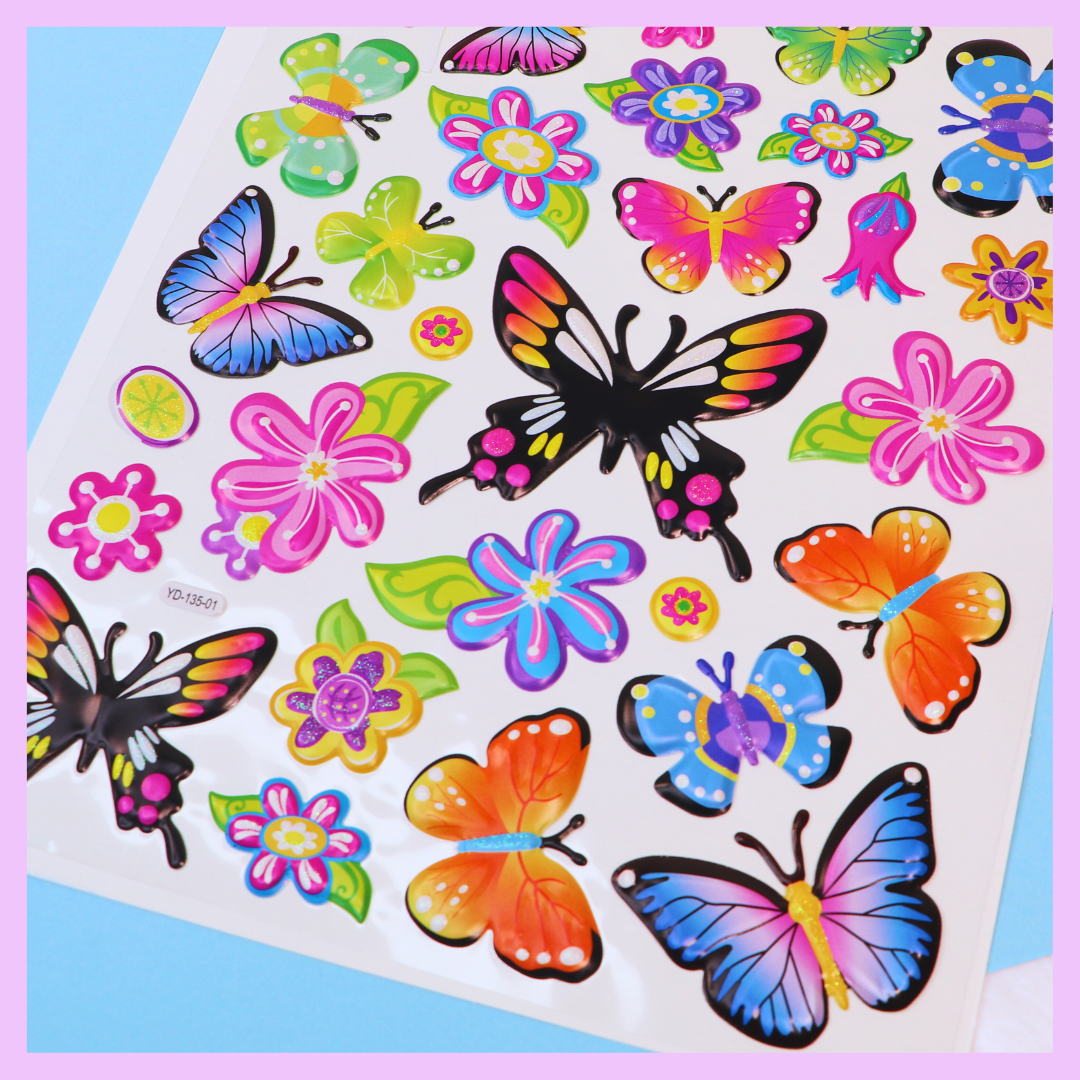 Pretty floral and butterfly sticker sheet