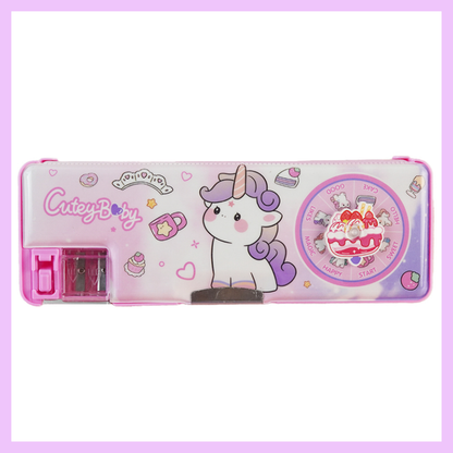 Pencil Box  2 compartments with Spinner_Unicorn - Cutey Baby