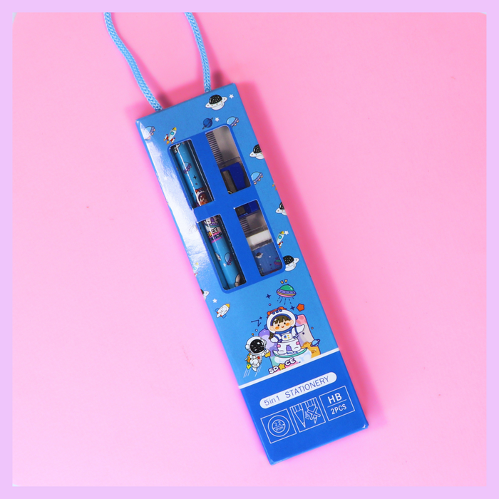 Light blue 5 in 1 stationery gift set