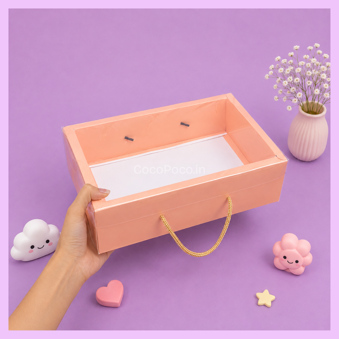 Pink rope gift hamper box for Rakhi and festive gifting