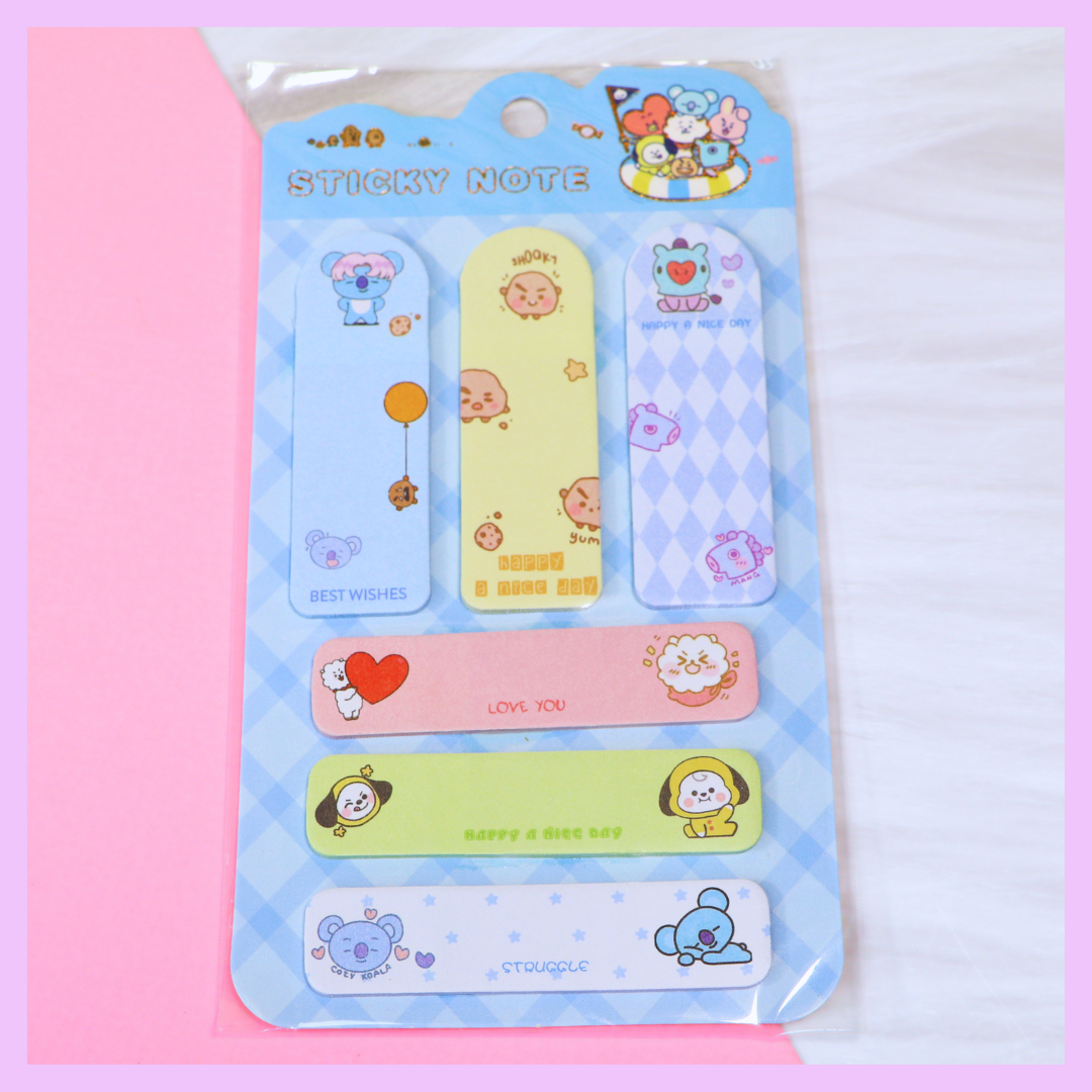 Light blue rectangular sticky notes