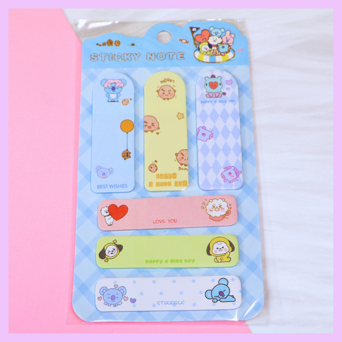 Light blue rectangular sticky notes