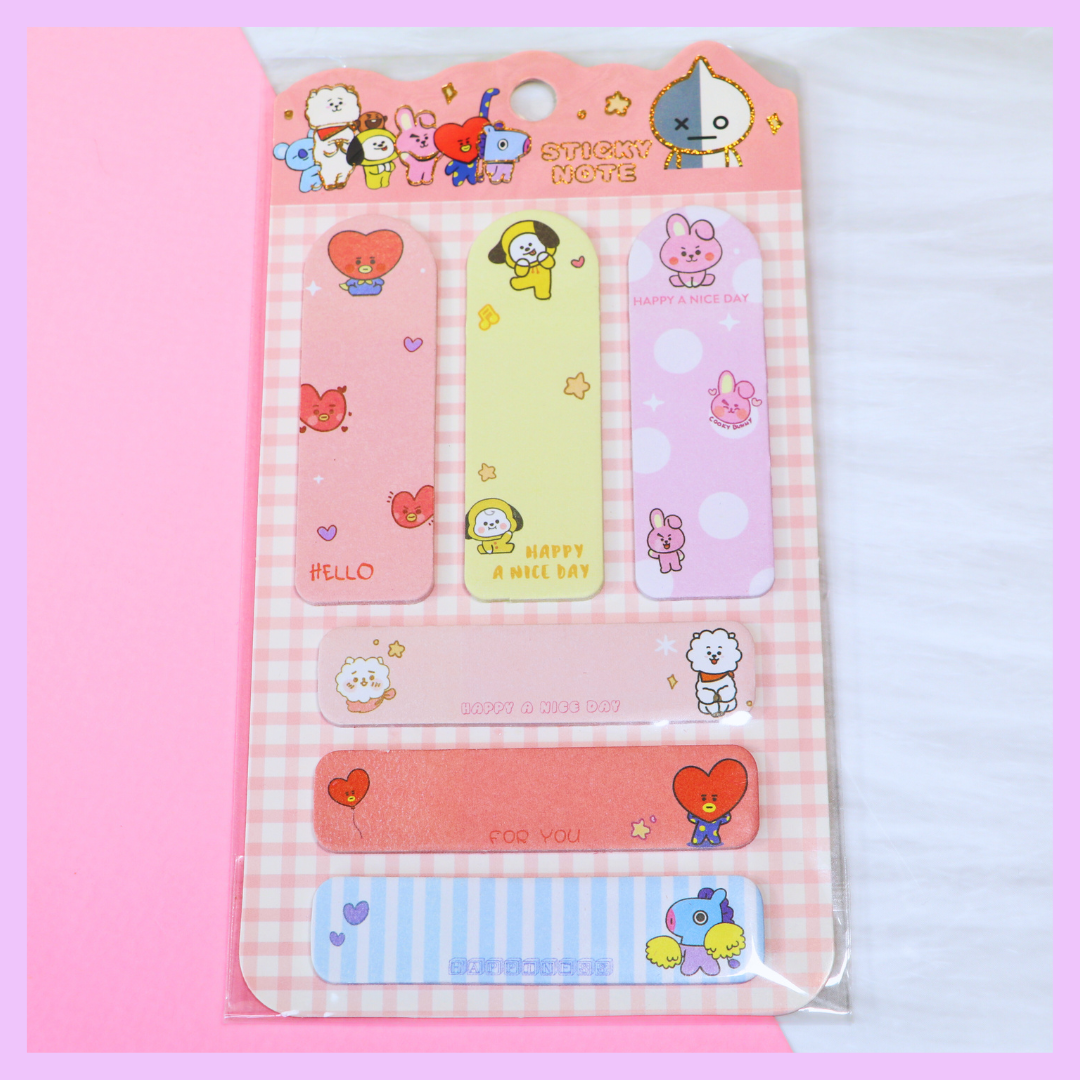 Pink rectangular sticky notes