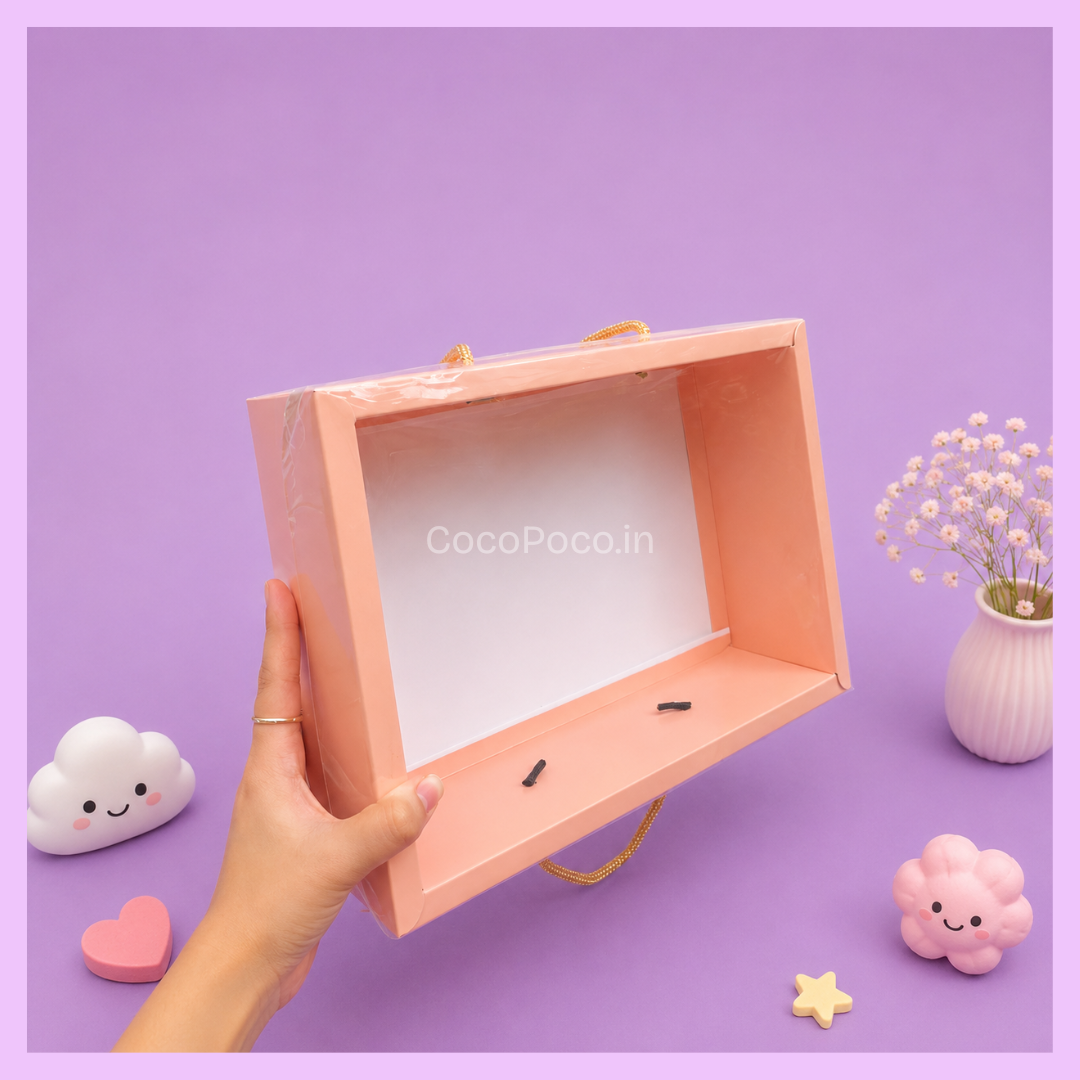 Pink rope gift box for chocolates stationery and small gifts