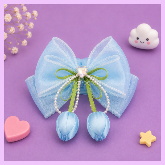 Pastel tulip bow hair clip
