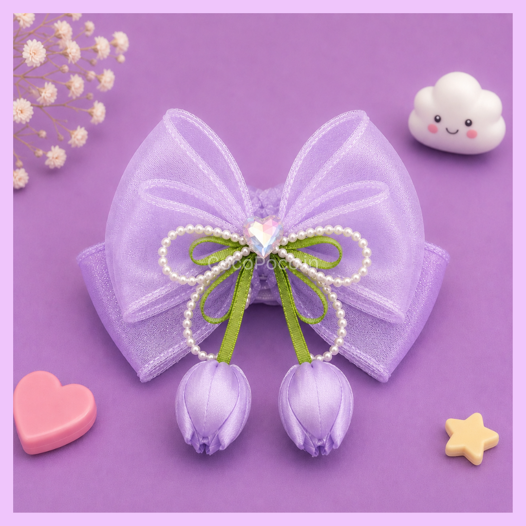 Cute organza tulip hair clip for girls