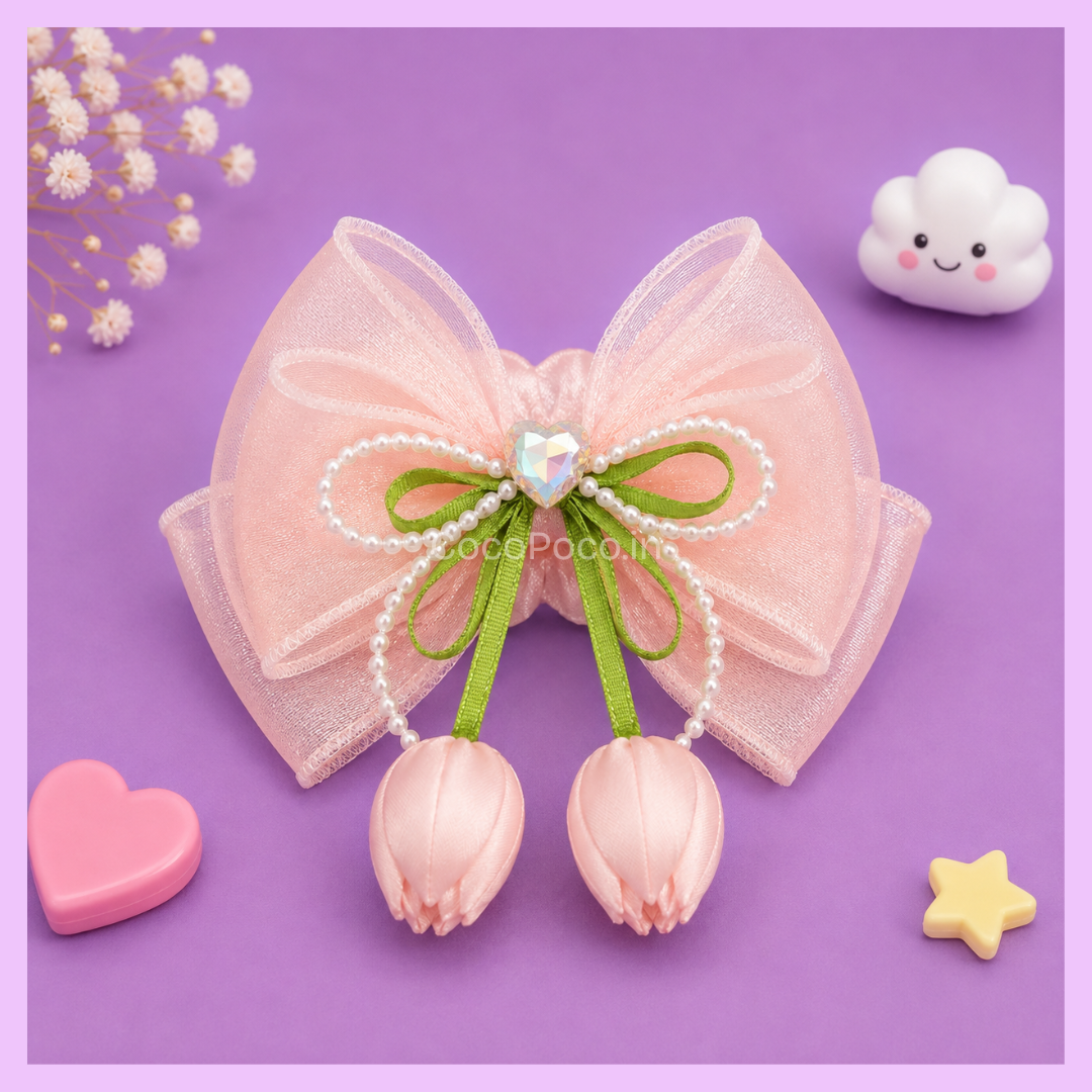 Light pink tulip hair clip