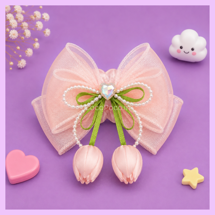 Light pink tulip hair clip