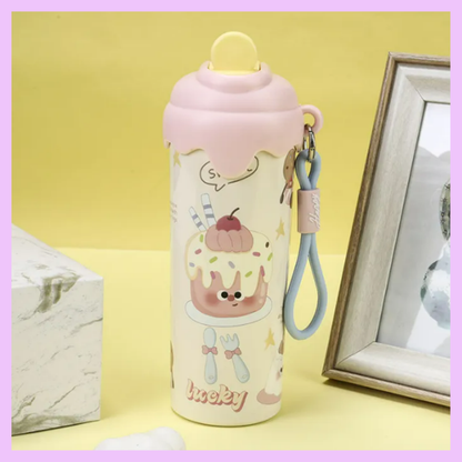 Food Theme Steel Water Bottle_Pink
