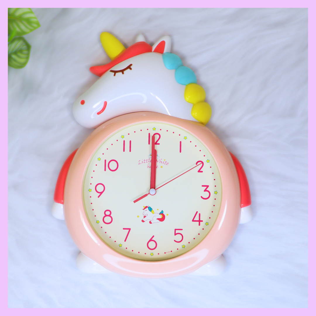 Peach unicorn wall clock
