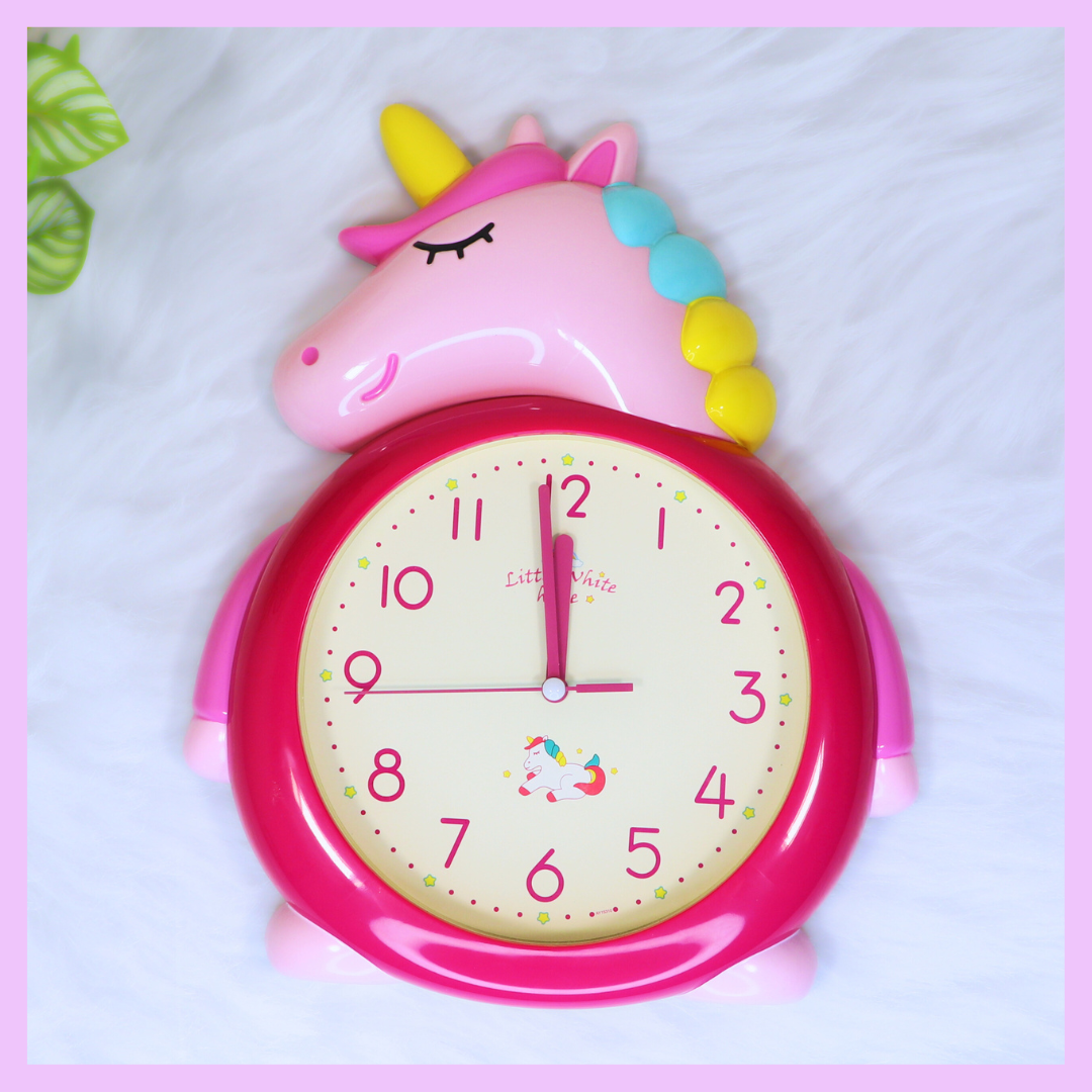 Pink unicorn wall clock