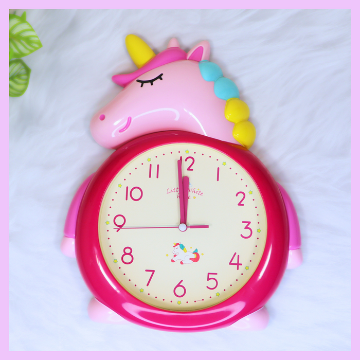 Pink unicorn wall clock