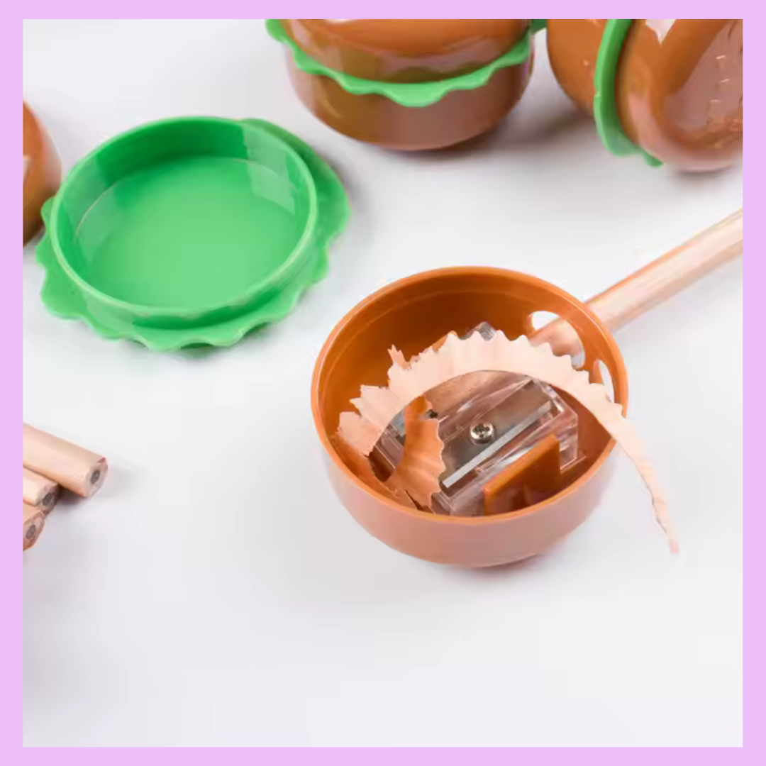 Cute burger pencil sharpener for pencil cases