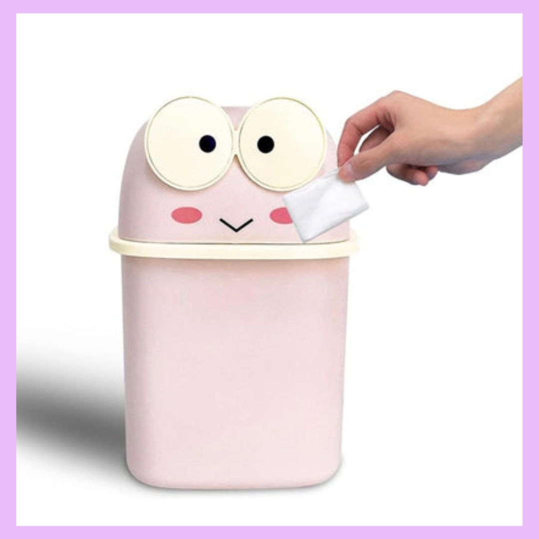Pink mini desk dustbin for study and office desks